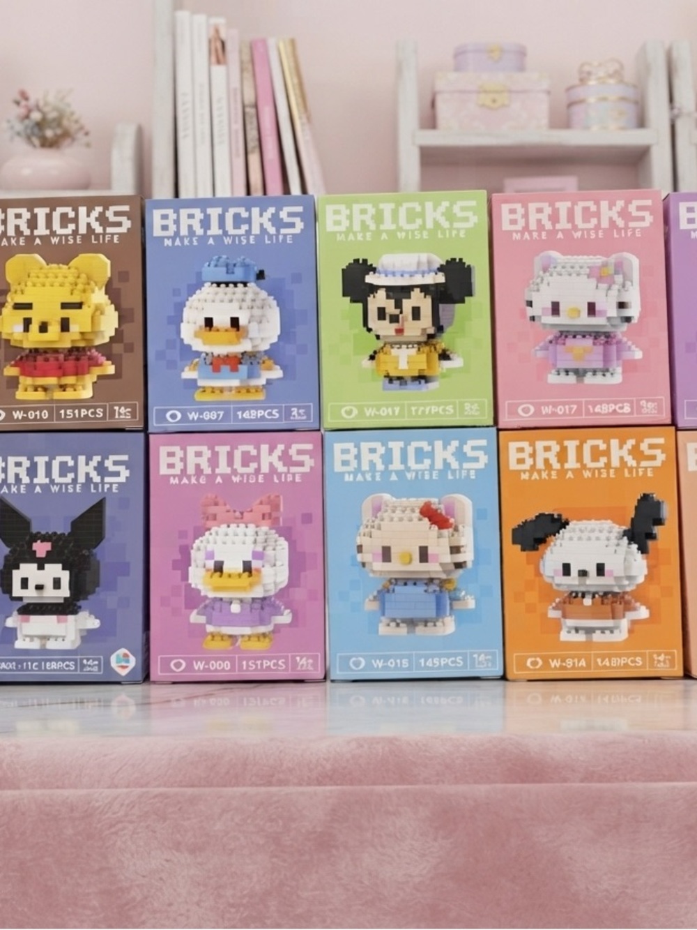 Pink Character Mini Building Set - Cute Collectible 12 boxes of characters
